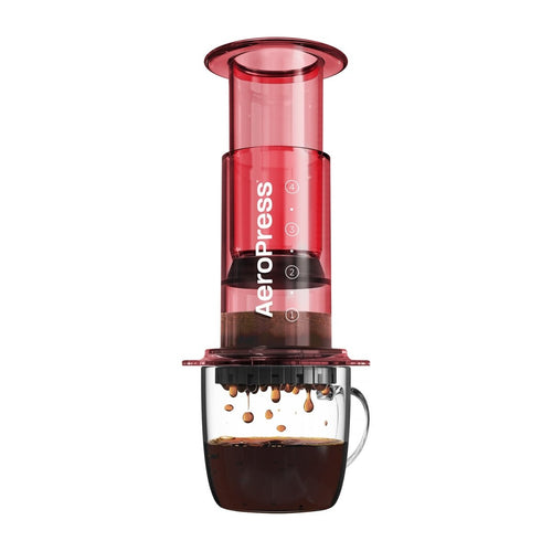 Caffettiera Aeropress rossa trasparente