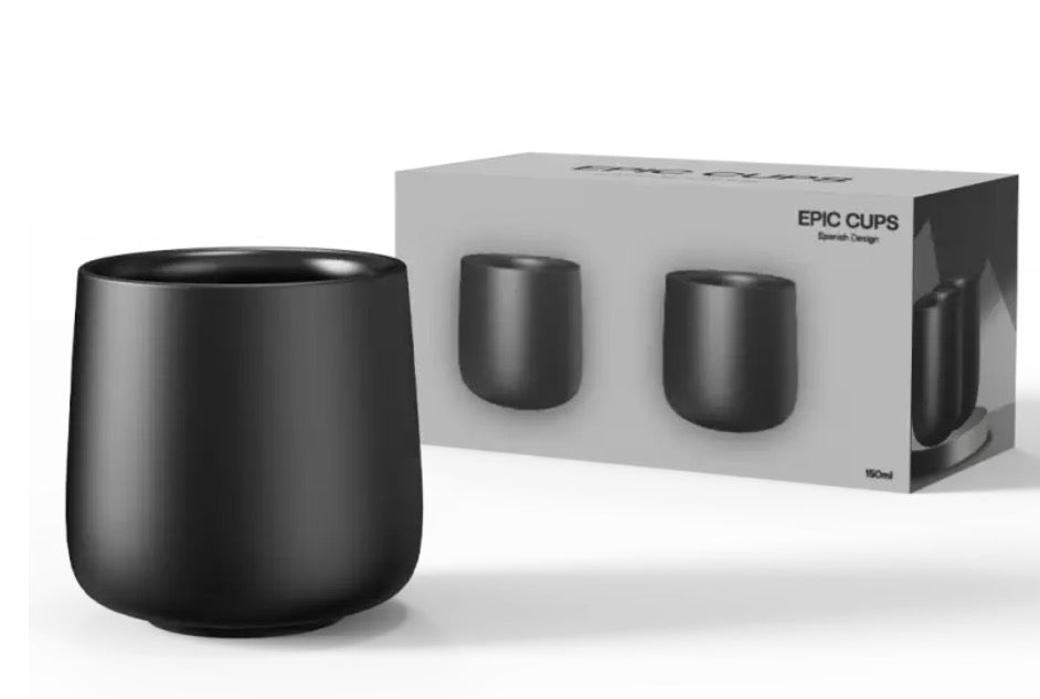 Epic Cup Double Wall Ceramic 150ml Black (2 units) - Bean Bros.