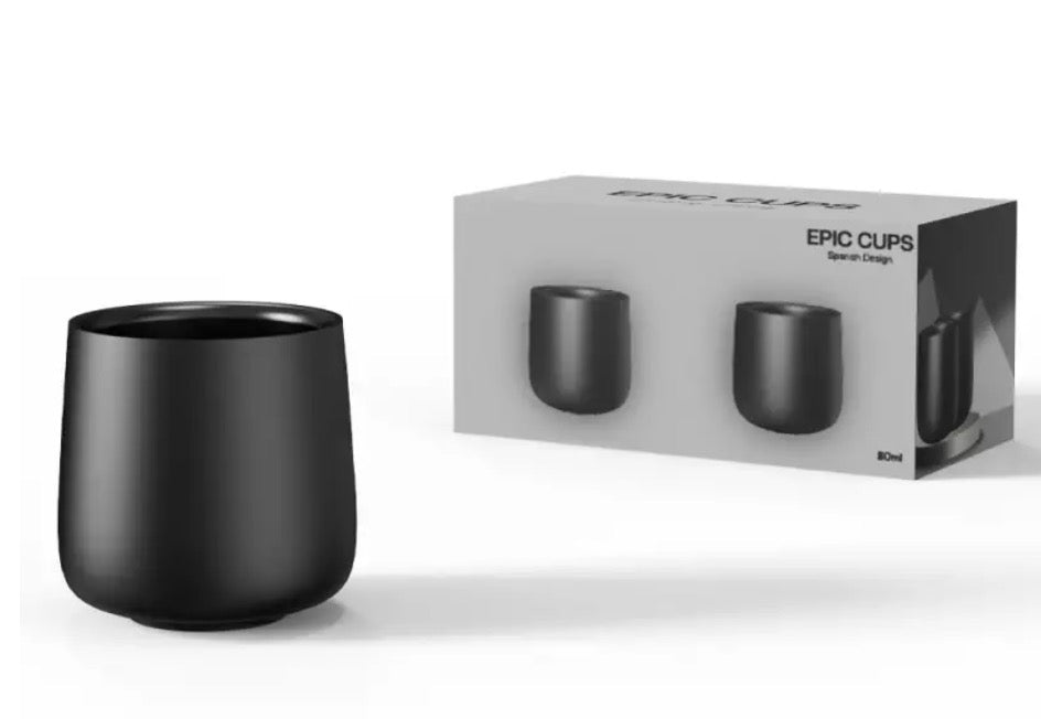 Epic Cup Double Wall Ceramic 80ml Black (2 units) - Bean Bros.