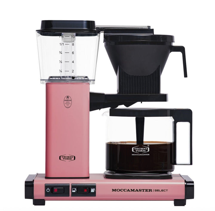 Moccamaster KBG Select Pink drip coffee maker on kitchen counter