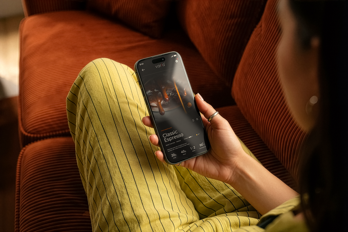 Varia app showing an espresso recipe
