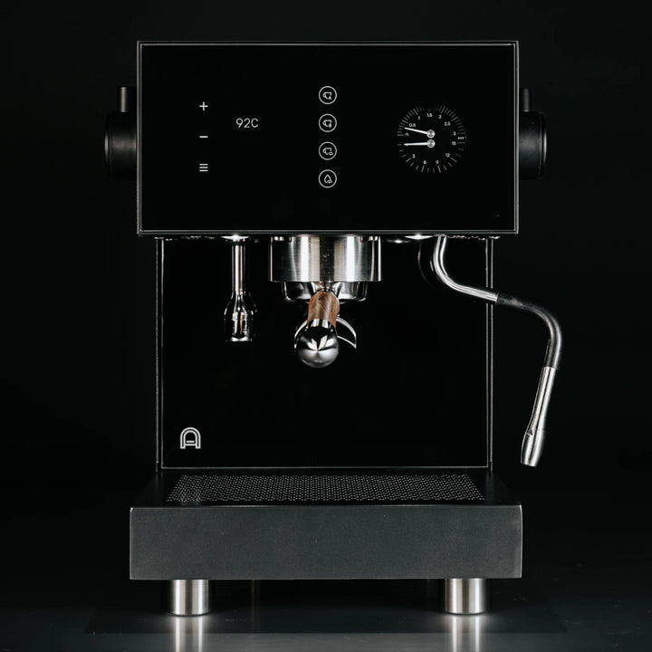 Arkel Tide dual boiler espresso machine in black, front view