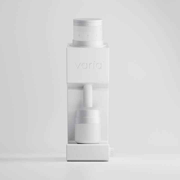 Varia VS4 Kaffeemühle in Weiß, B-Ware und unbenutzt, Frontansicht