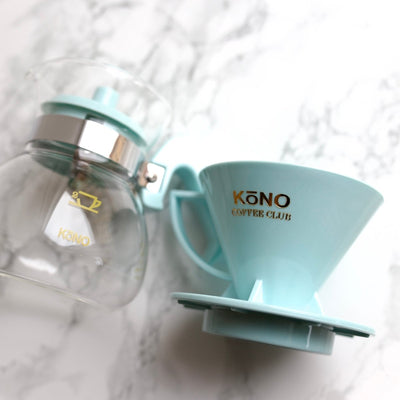 KONO Meimon 2 Person Coffee Dripper Set - Mint Blue - Bean Bros.