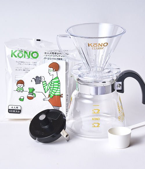 KONO Meimon Coffee Dripper Set Large - Transparent - Bean Bros.