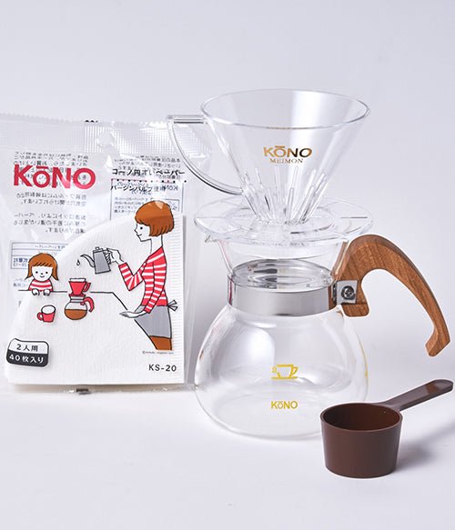 KONO Meimon Coffee Dripper Set - Transparent - Bean Bros.